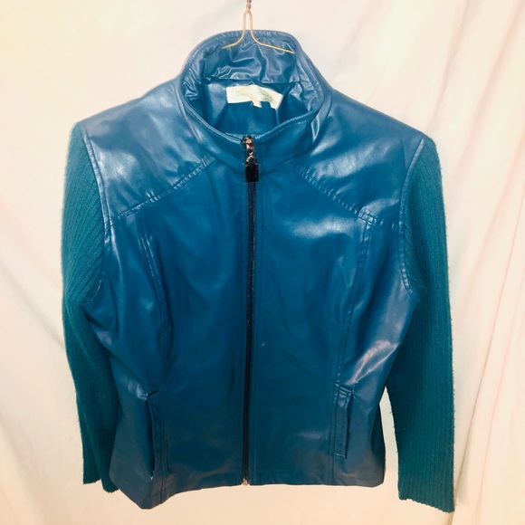 Blue pleather jacket - Picture 1 of 2